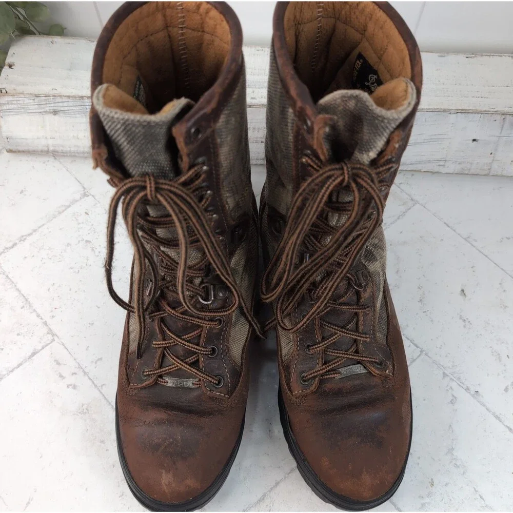 Vintage DANNER  Size 10 D  Camo Brown Hunting Field Boots Gore-Tex Vibram